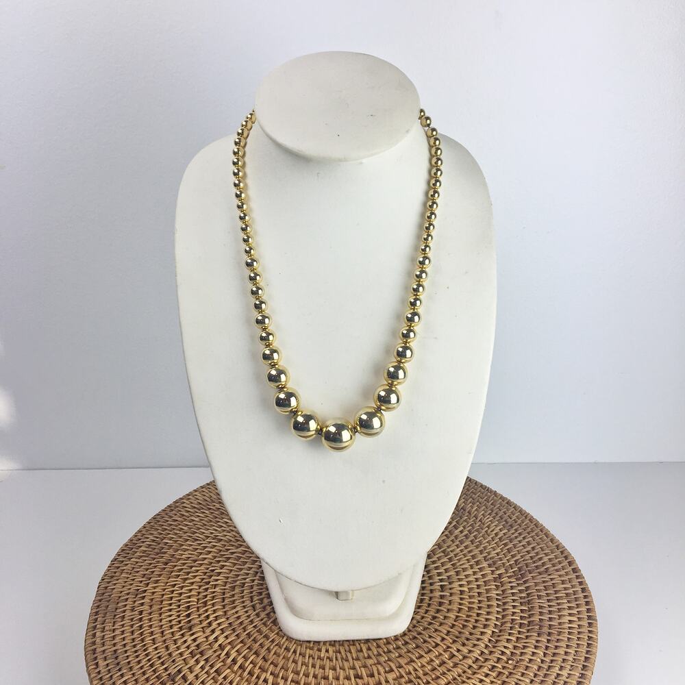 Vintage gold bead costume jewelry necklace